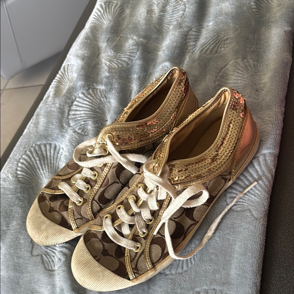 Coach Gold and Tan Sporty Sneakers - Picture 7 of 7